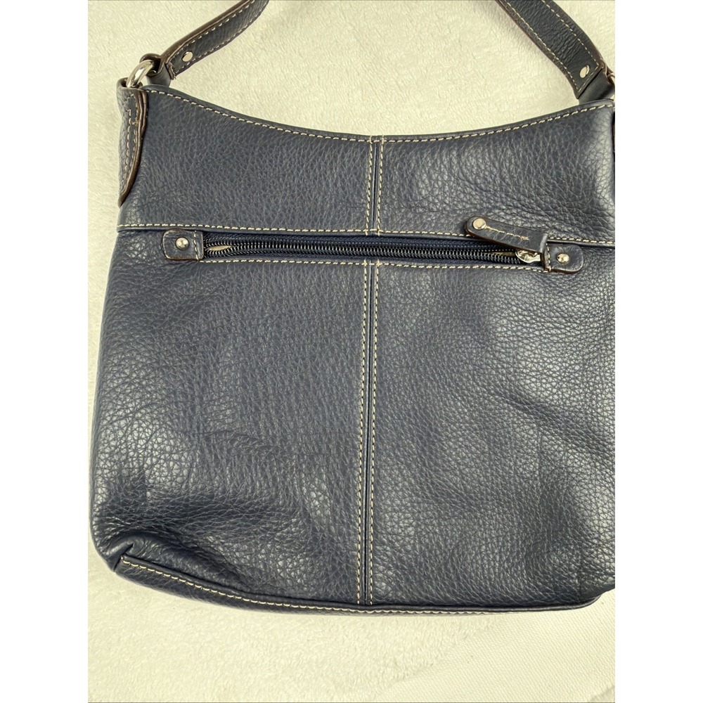 Tignanello Navy Pebbled Leather Crossbody Handbag Shoulder Bag Multiple Pockets - Picture 6 of 11